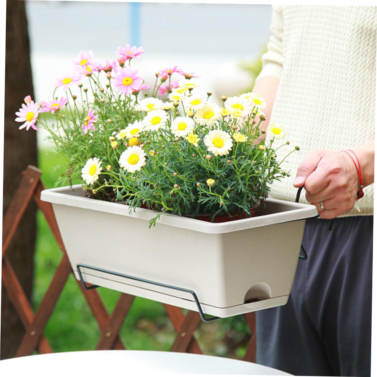 2 staffe per fioriere in ferro nero, ganci per balcone e giardino, per fioriere da 43 cm, decorazione perfetta per esterni e facile installazione per gli amanti delle piante