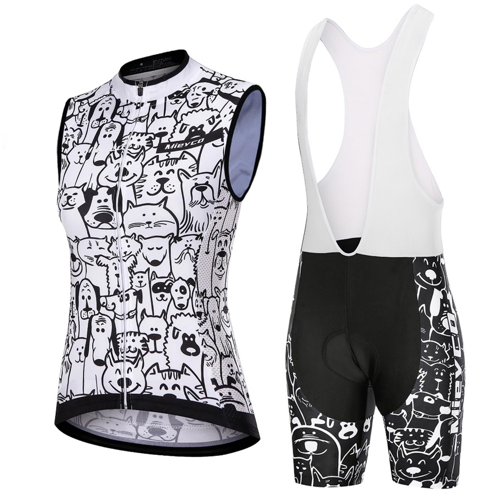 Abbigliamento Ciclismo Donna Estivo Completo Bici MTB,Maglia Ciclista Maglietta Ciclo Senza Maniche Gilet e Salopette Pantaloncini con 9D Gel Imbottiti,Tuta Bicicletta Sleeveless Asciugatura Rapida