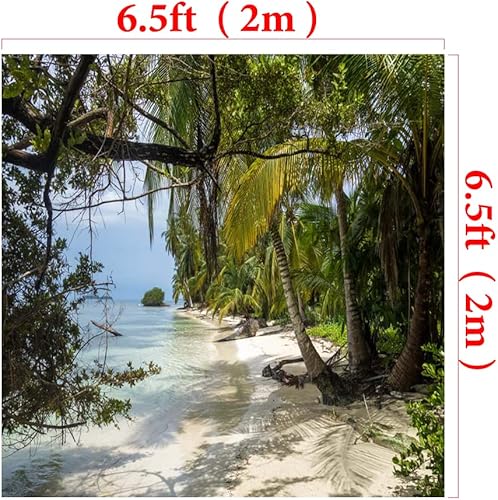 Miniatura 7 de Kate 7.2 x 4.9ft telón de fondo de playa de verano tropical con estampado de selva tropical y fondo de tela para estudio fotográfico