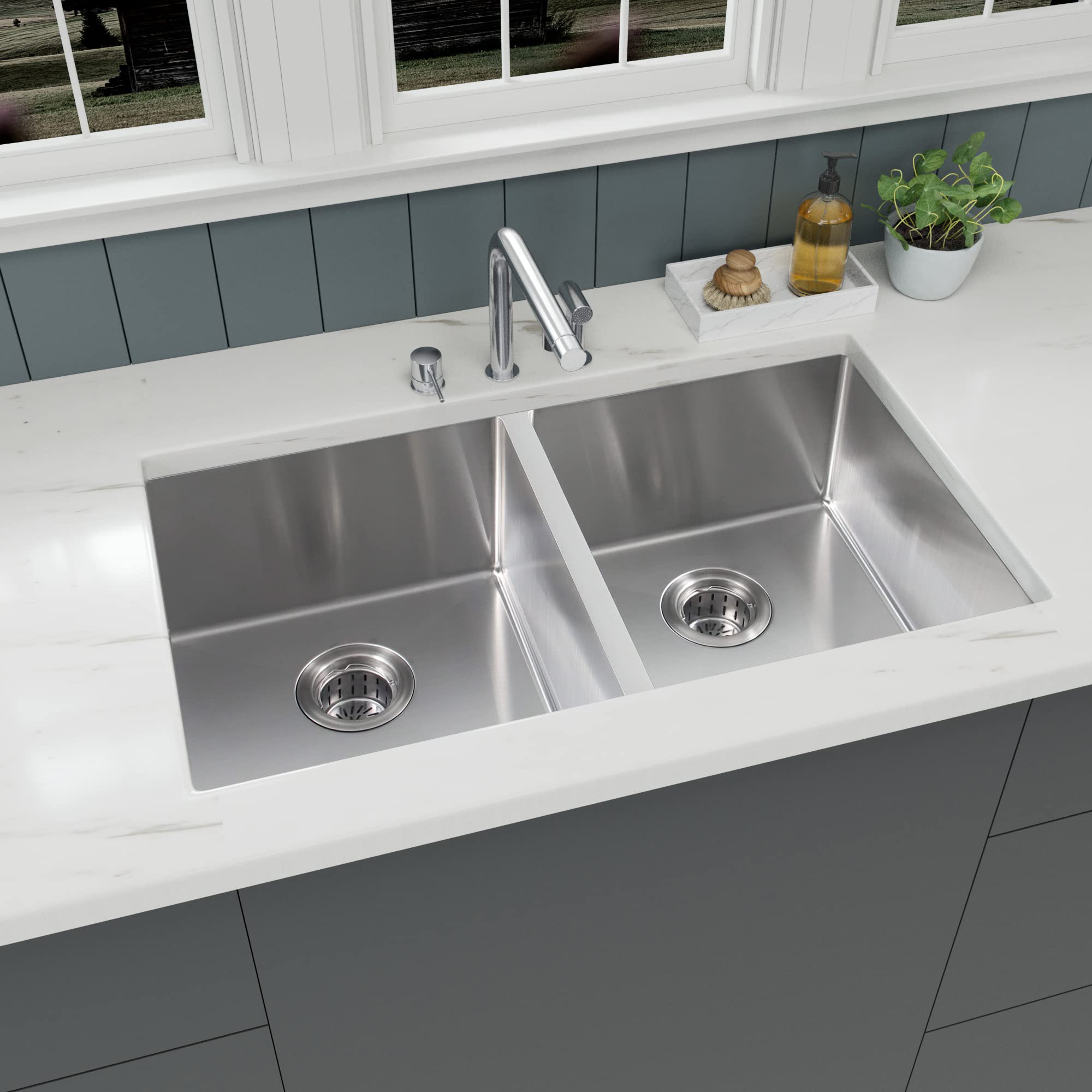 Buy LQS Kitchen Sink, Under Kitchen Sink 31 x 18 Inch, Kitchen Sink Under Double , Stainless