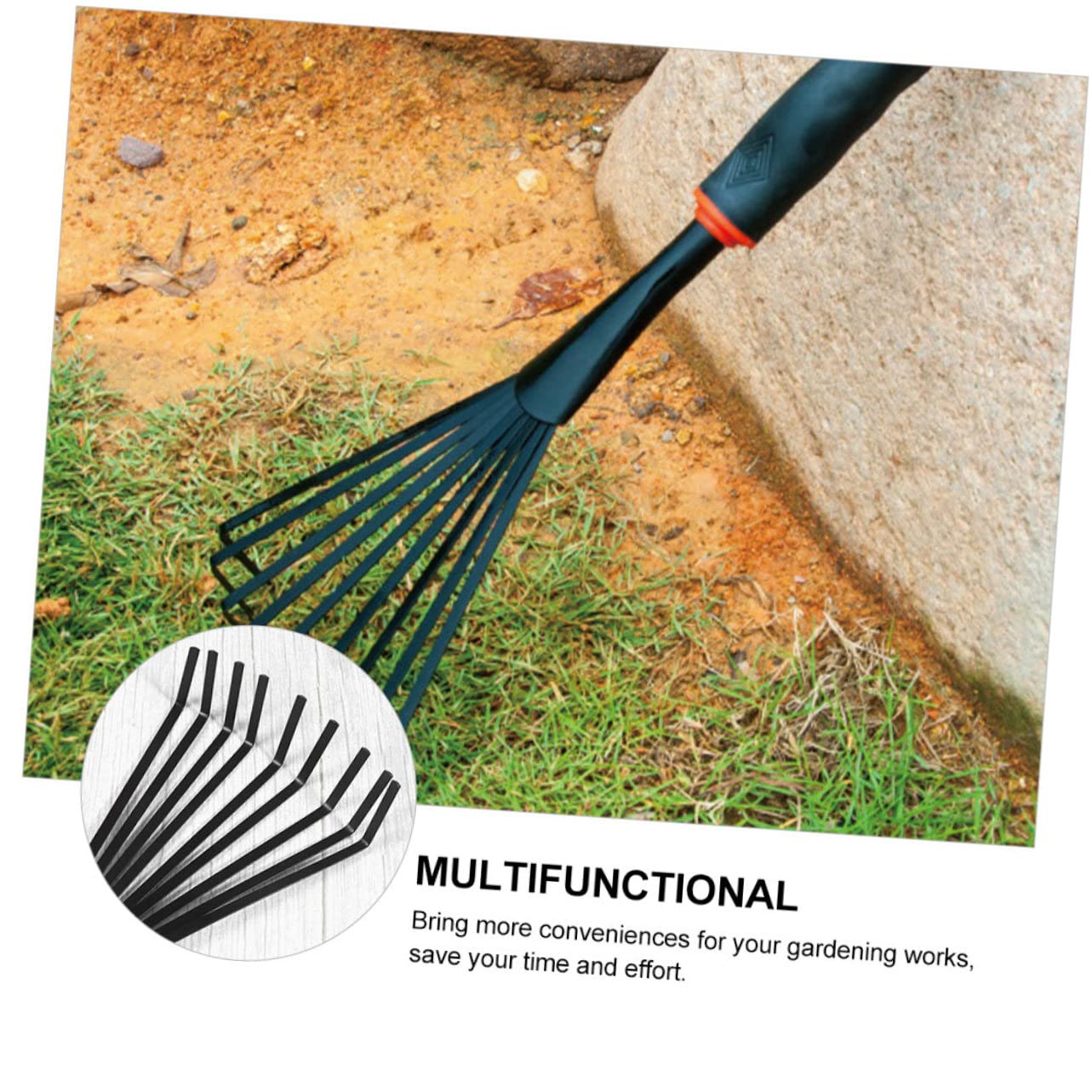 ifundom 3 Sätze Grasrechenzähne Gartenzahn Laubaufnahme Ergonomischer Handstahl Pflanzengartenrechen Rasennivellierungsrechen Outdoor Rechen Unkrautjäten Doppelzweck 2 Stück * 3