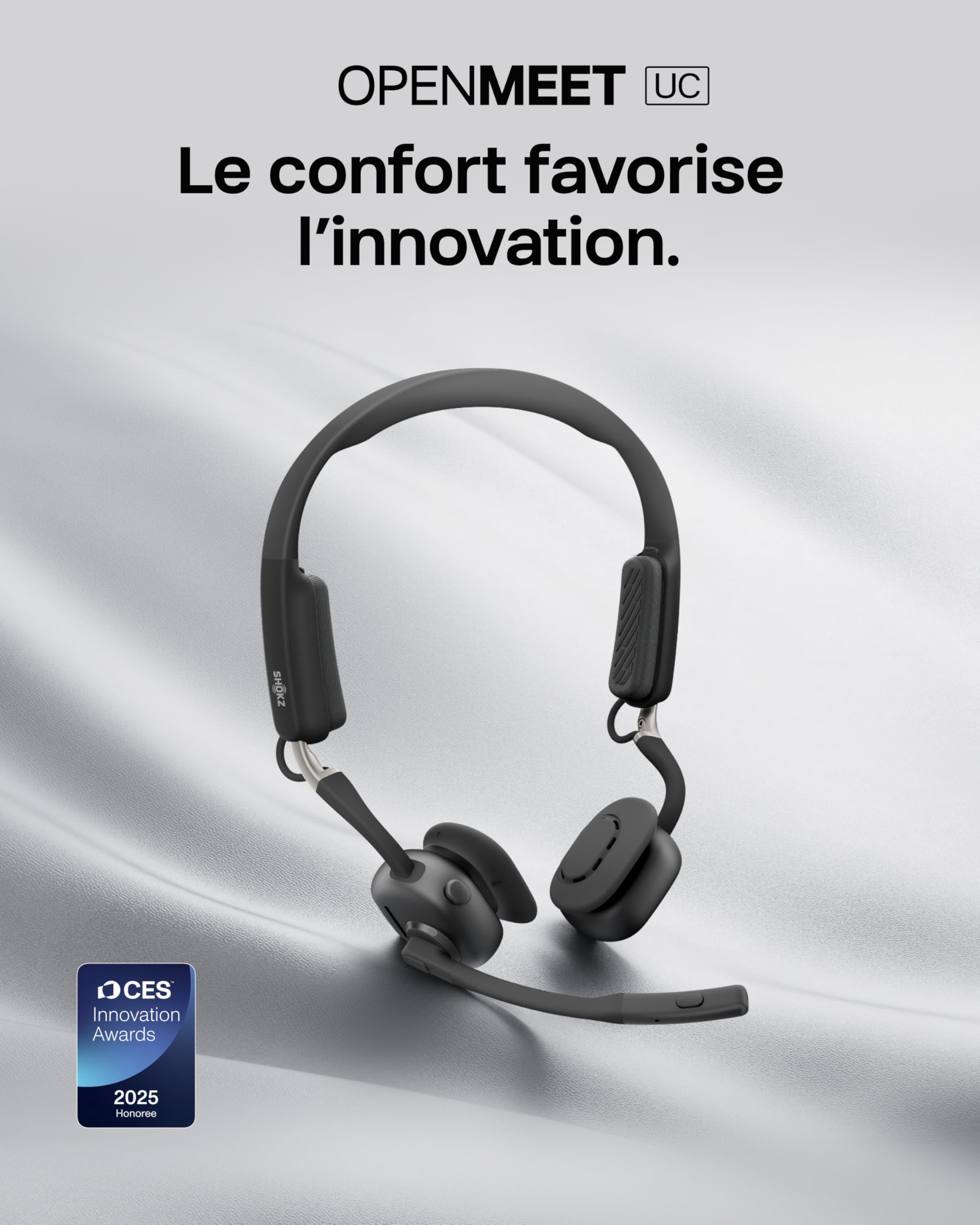 SHOKZ OpenMeet Casque à Conduction osseuse, autonomie 15 h d’autonomie