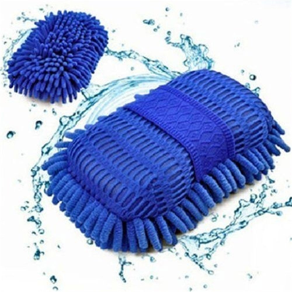 Auto Pearl ManeKo Multipurpose 2 in 1 Chenille Hand Duster Sponge with Microfiber Glove Mitts and Sponge with Grip (Large)