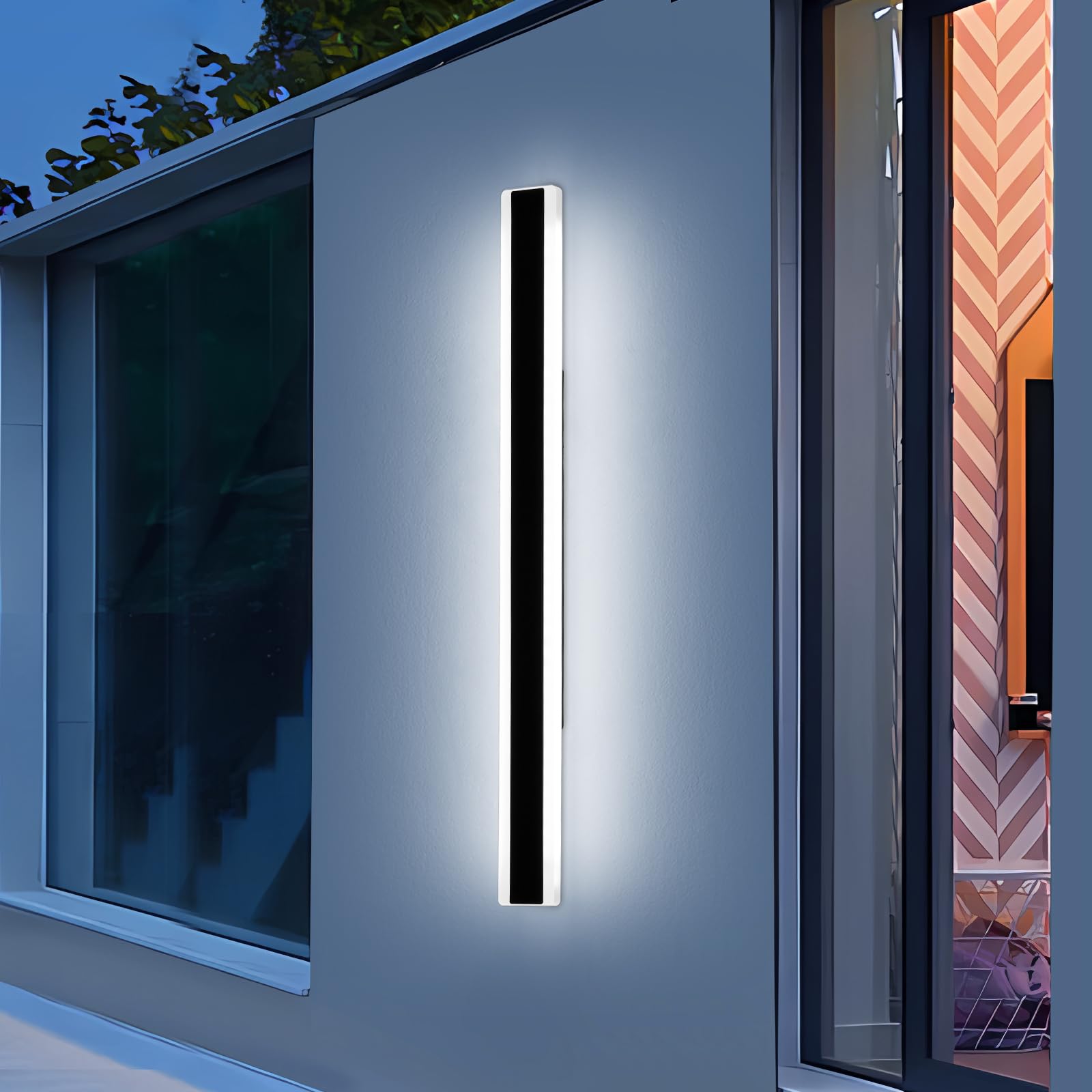 Mikeru 40CM Black Wall Lights, 2Packs Modern Acrylic Wall Light 3000K/4500K/6500K 3 Color Hard Wired Outside Light Wall Mounted Light for Lighting in Front of Mirrors, Garden Decoration — view 55