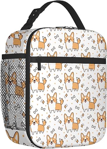 Miniatura 2 de Bolsa de almuerzo reutilizable con diseño de Corgi para hombres y mujeres, lonchera portátil aislada a prueba de fugas, bolsa de mano para oficina,