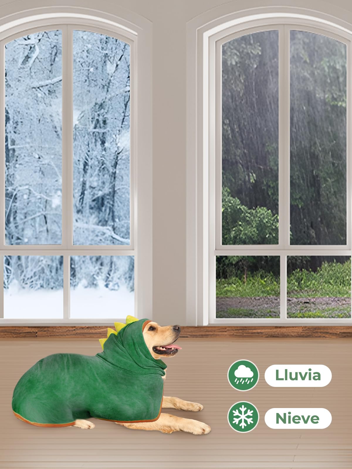 Albornoz para Perros Microfibras Albornoz, Bibykivn Toallas para Perros Gatos Ajustable, Secado Rápido Bata de Perro con Velcro, Absorbente Perros Toallas para Baño o Lluvia (L, Verde)