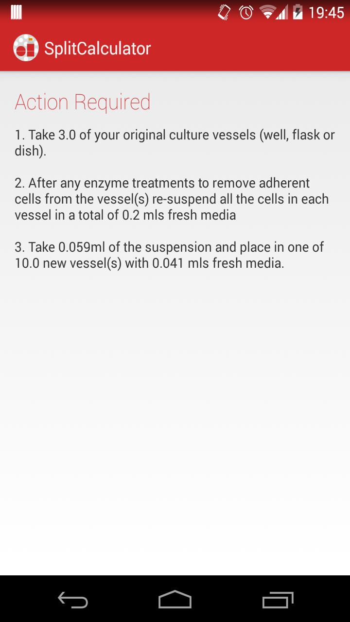 Cell Culture Split Calculator App on Amazon Appstore