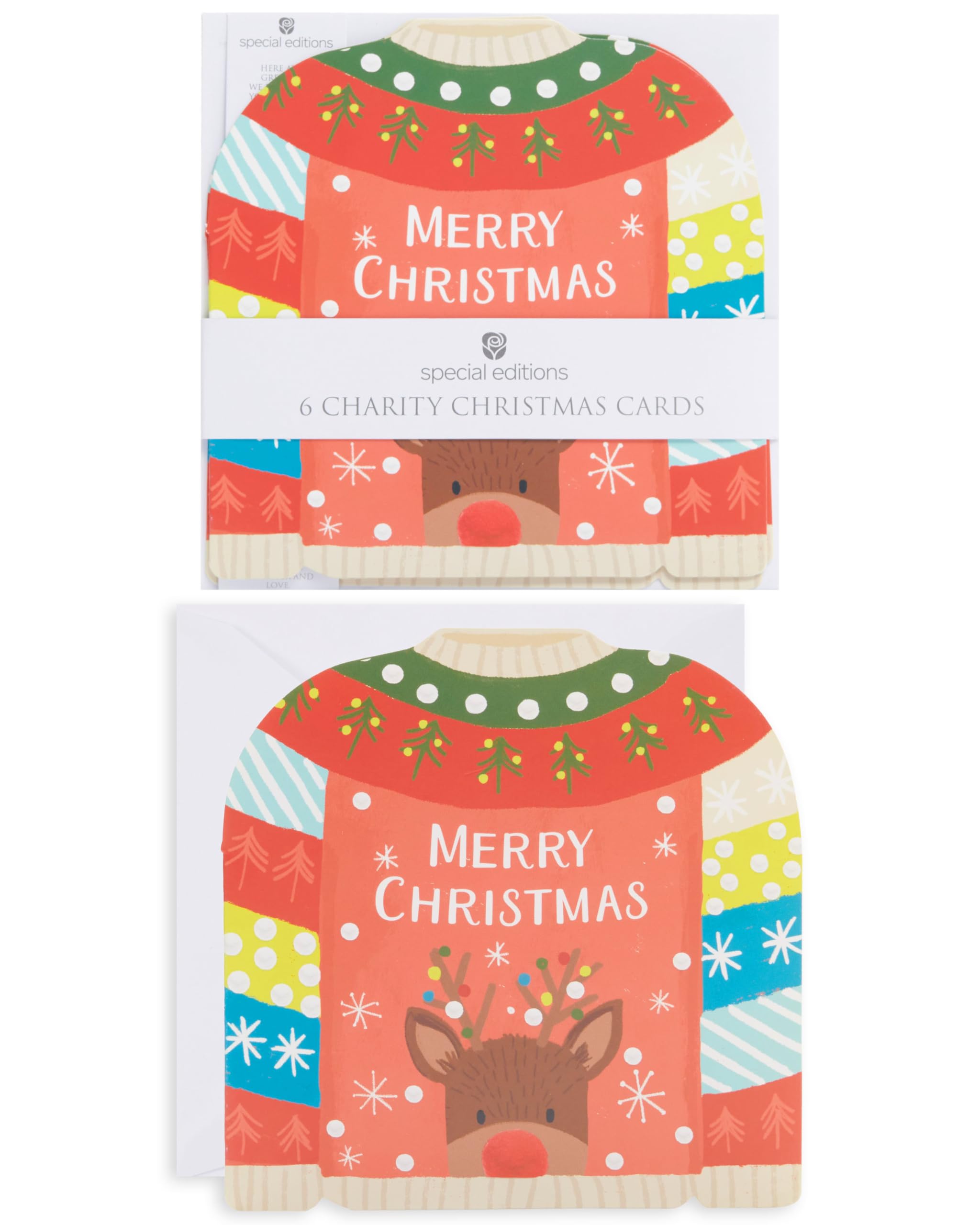 Pack Of 6 Merry Christmas Jumper Charity Christmas Cards Multiple Charities