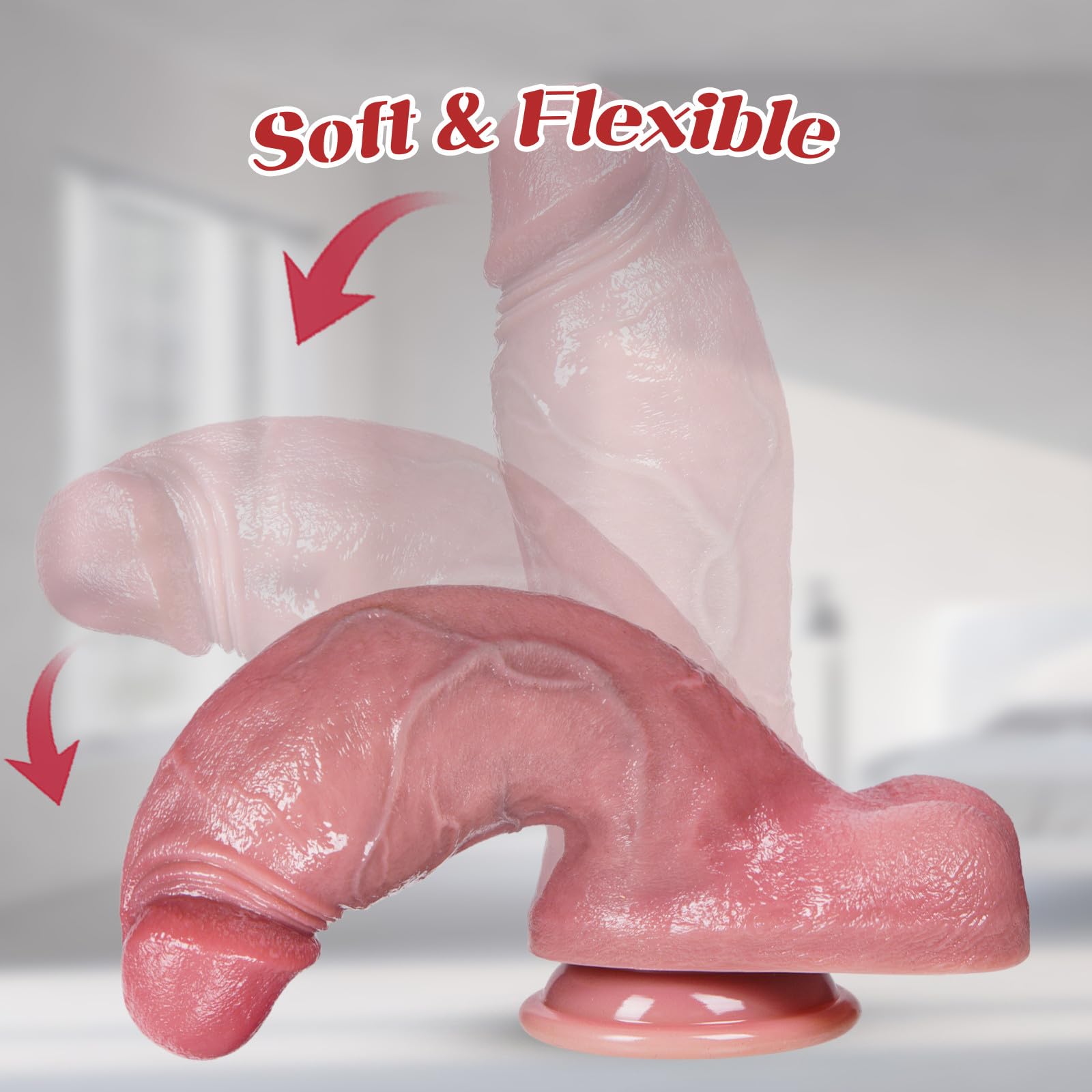 Dildo Consolador Extra Grande Grueso Anal 6,3 cm Diámetro Plug con Ventosa, Consoladores XXL 23 cm Silicona Dual Realista Pene, Ducha G-Spot Strap-On Juguetes Sexuales para Mujer Hombre