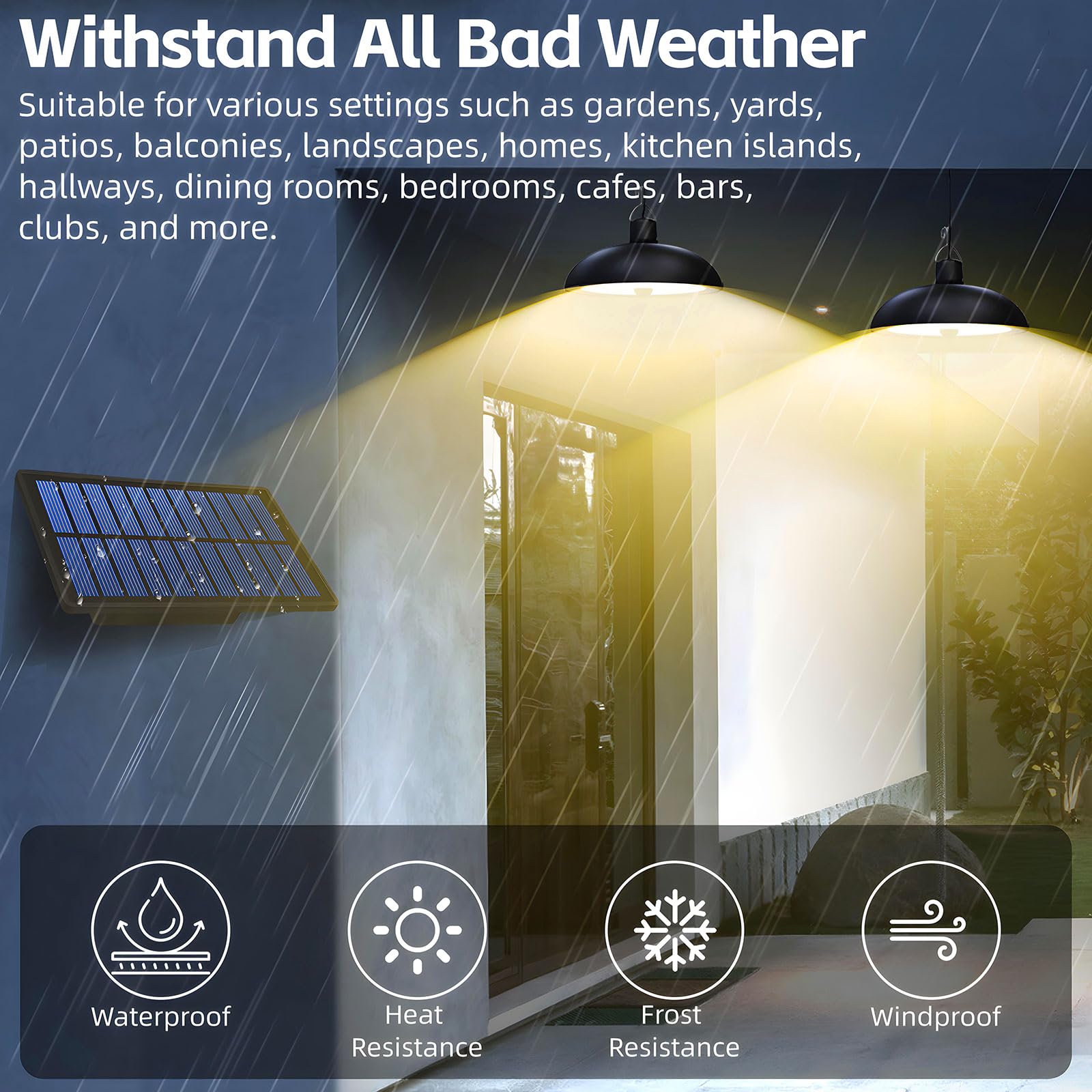 Joollurm Solar Shed Lights, 78LED Solar Pendant Light Dimmable/Daytime On Mode with Remote Control, Waterproof - Image 4