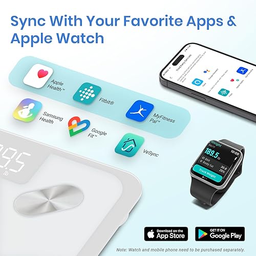 Miniatura 6 de Etekcity Báscula inteligente para peso corporal y porcentaje de grasa, máquina de pesaje precisa digital para baño para el IMC y músculo