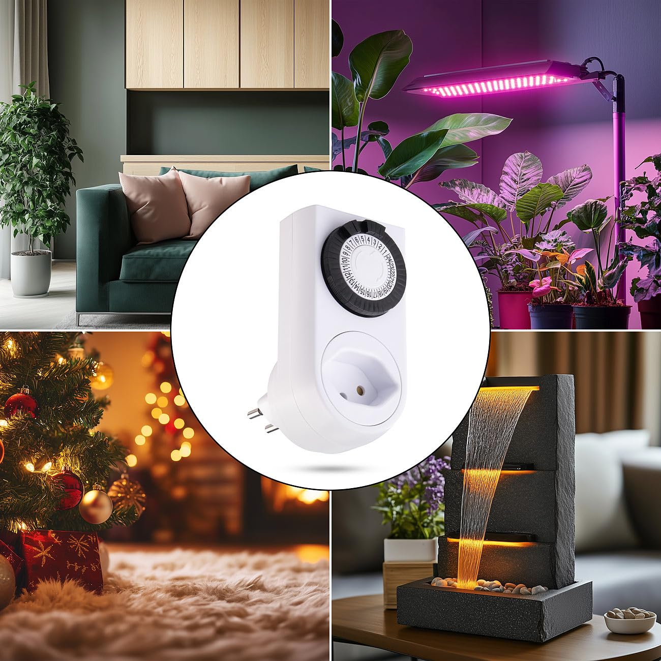 revolt Timer 230V: 4er-Set mechanische 24-Std.-Timer für Steckdose Typ J, bis 2.300 Watt (einfacher Zeitschalt-Stecker, Zeitschaltuhr)