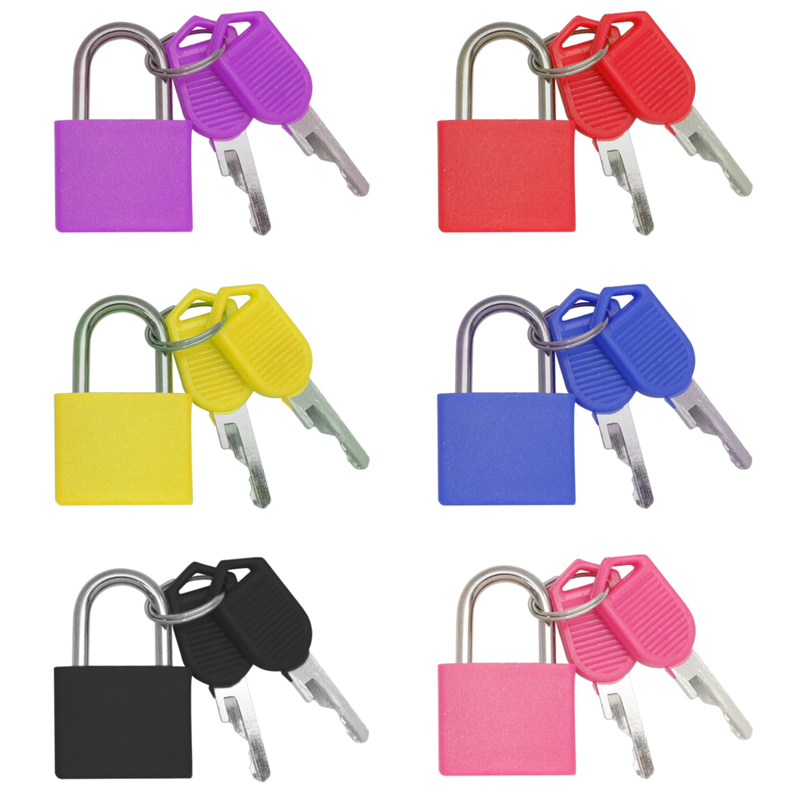 6 Pack Suitcase Locks with Keys - Multicolor Metal Luggage Padlocks - Mini Keyed Padlocks for Suitcase, Backpack, Boxes, Travel Bags, Locker