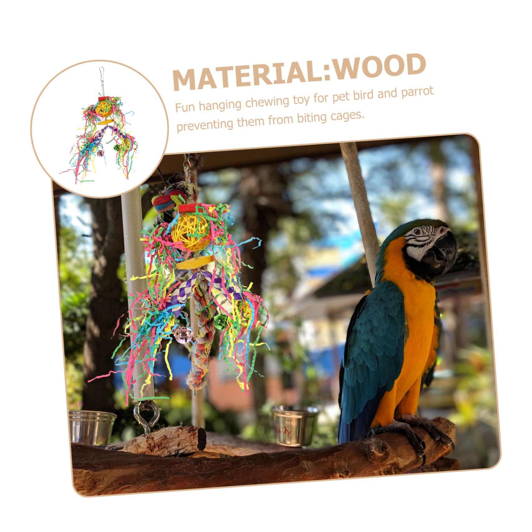 BESPORTBLE 2ensembles Jouets Suspendus à Mâcher pour Oiseaux Jouets Tube Tressé pour Perroquets Et Perruches Accessoires Ludiques pour Cages Oiseaux