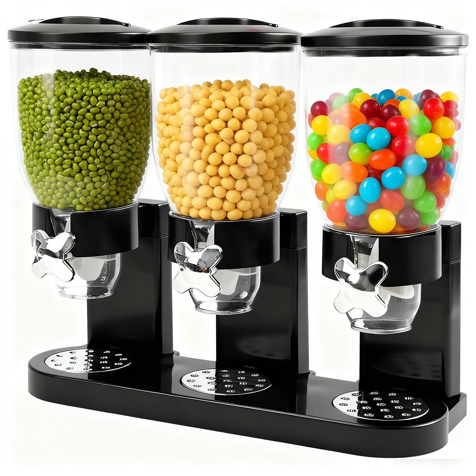 Cereal Dispenser 2L, Dreifacher Müsli Verteiler für die Arbeitsplatte, Müslispender 3er Set Luftdichte Behälter für Müsli, Reis, Körner, Süßigkeiten, Kaffebohnen