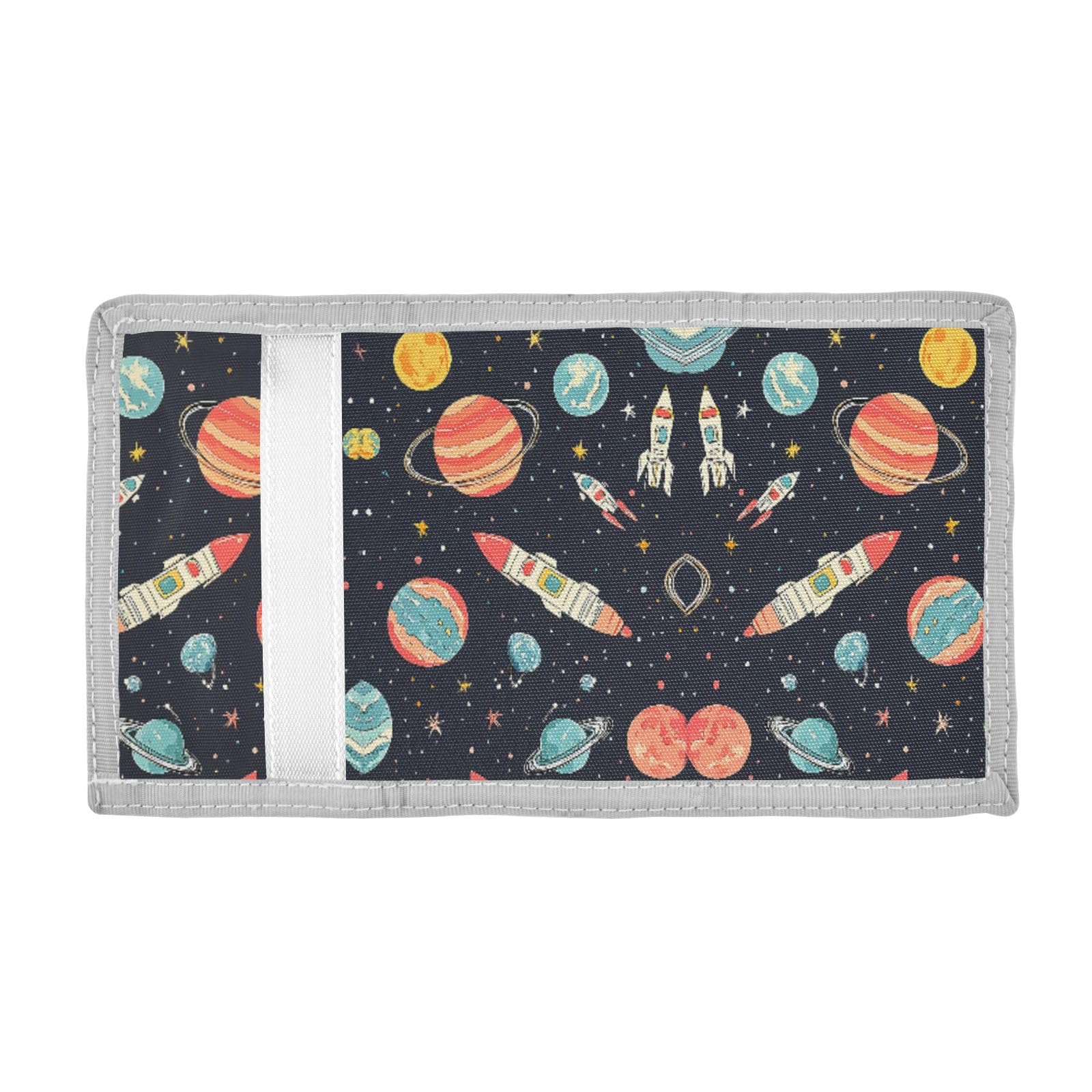 ALAZA Kids Wallets for Boys Girls Toddler Trifold Wallet Children Small Star Planet with Zipper Coin Pocket