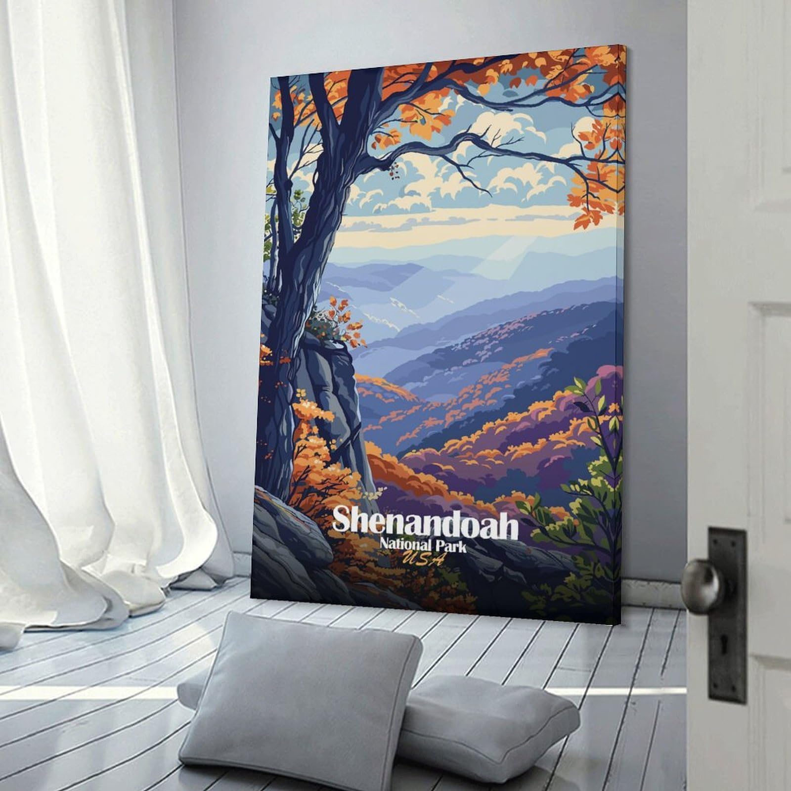 Junmoney Shenandoah National Park Autumn Landscape Wall Art Print 20x30inch(50x75cm), for Living Spaces, Bedrooms Or Relaxed Rooms, A Home Accent with Warm Character