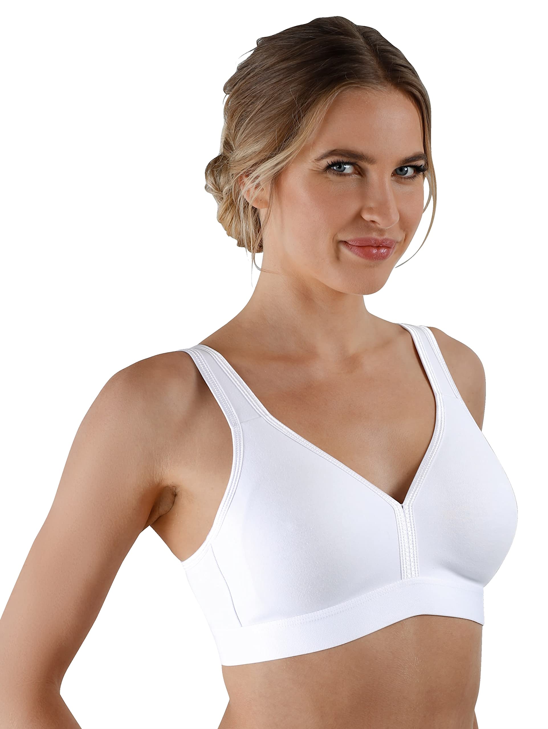 Naturana Women's White Non-Wired Cotton Bra Athleisure 86021 42C