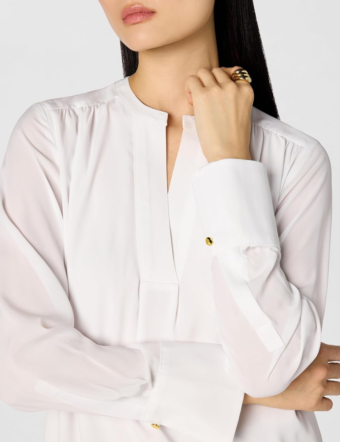 Calvin Klein Womens Sleeveless Collared Twist Front Blouse - Image 5