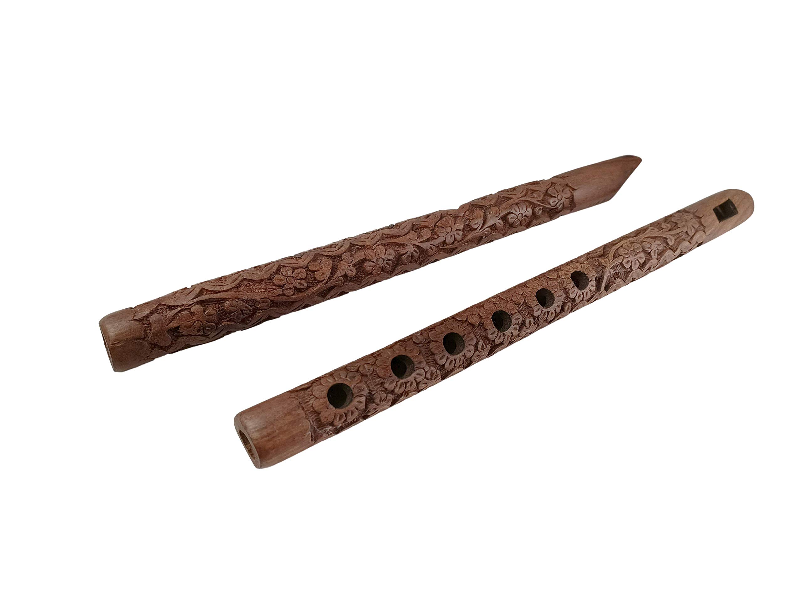 Lot de 2 flûtes traditionnelles en bois - Excellent son - Instrument de musique à vent - Cadeau pour enfants