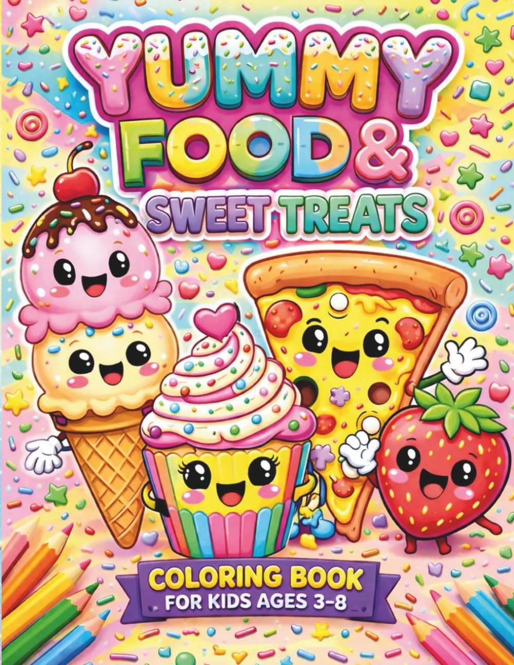 Yummy Food & Sweet Treats Coloring Book for Kids
