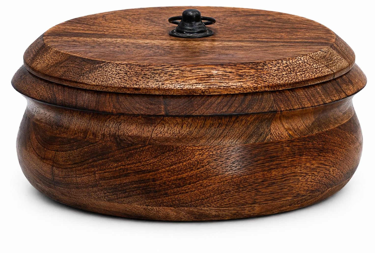 Cesta calentadora de tortilla mexicana de madera hecha a mano con tapa para decoración del hogar, cocina, comedor, color marrón natural, 22 x 10 cm