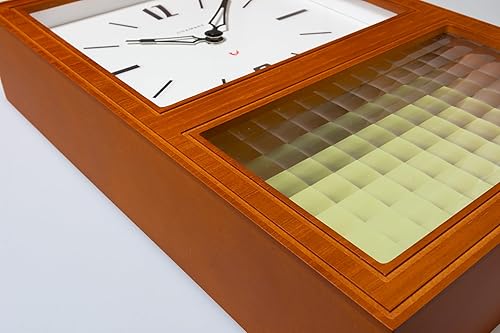 Miniatura 5 de Reloj de pared con péndulo, reloj de escritorio japonés hecho a mano con madera maciza de haya, roble y nogal, sin tictac, funciona con pilas,