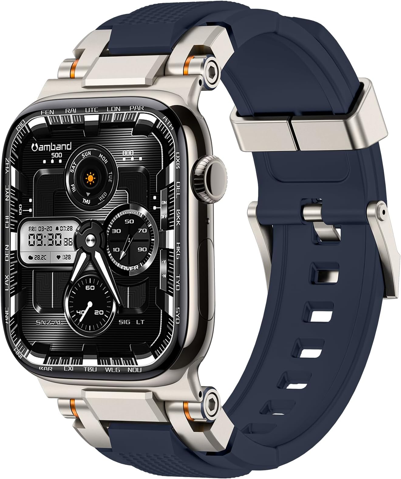 amBand M1 Rugged Case with Strap Compatible with Apple Watch Series 8/7 45mm, Durable TPU Military Sport Wristband with Bumper Protective Cover Designed for iWatch 6/SE/5/4/3/2/1 44mm 42mm Men