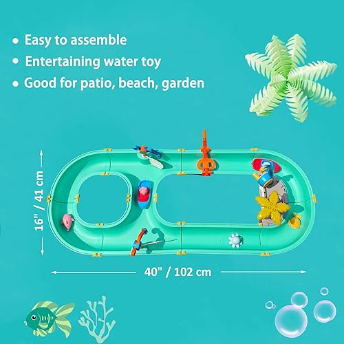 Miniatura 6 de Mesa de agua para niños a prueba de fugas con cubierta, juego de juguetes al aire libre para niños pequeños de 3 a 5 años de 4 a 8 años para jardín,