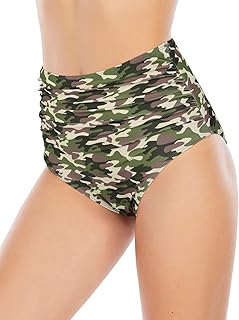 High Waisted Bikini Bottoms Ruched Tummy Control...