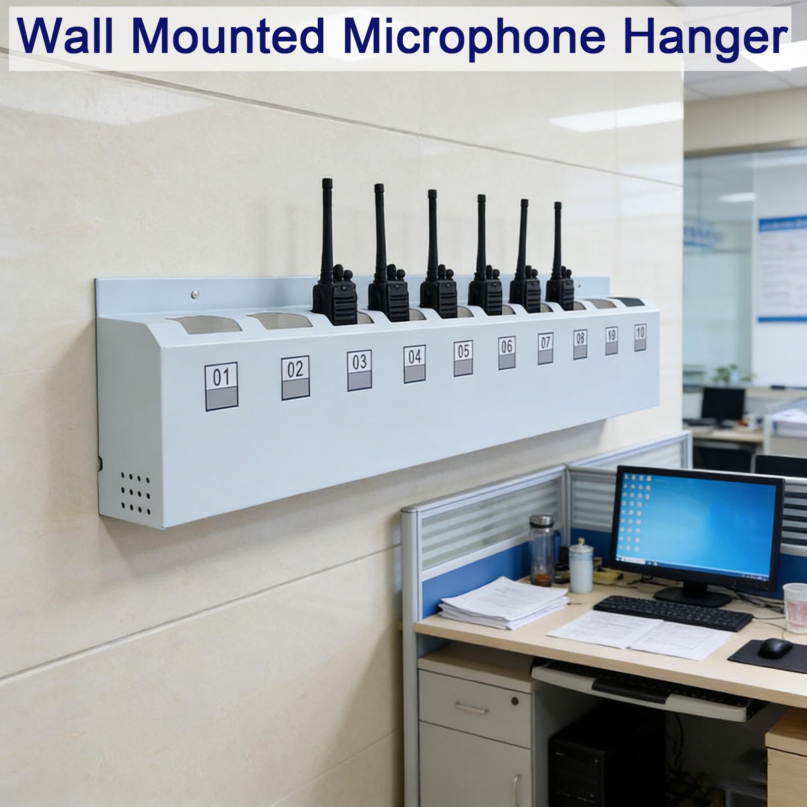 Supporto da Parete per walkie Talkie, Organizer Universale per Radio ricetrasmittenti a Due Vie per impieghi gravosi con Etichette numerate, Dispenser per Radio per Ufficio, Magazzino, sicur
