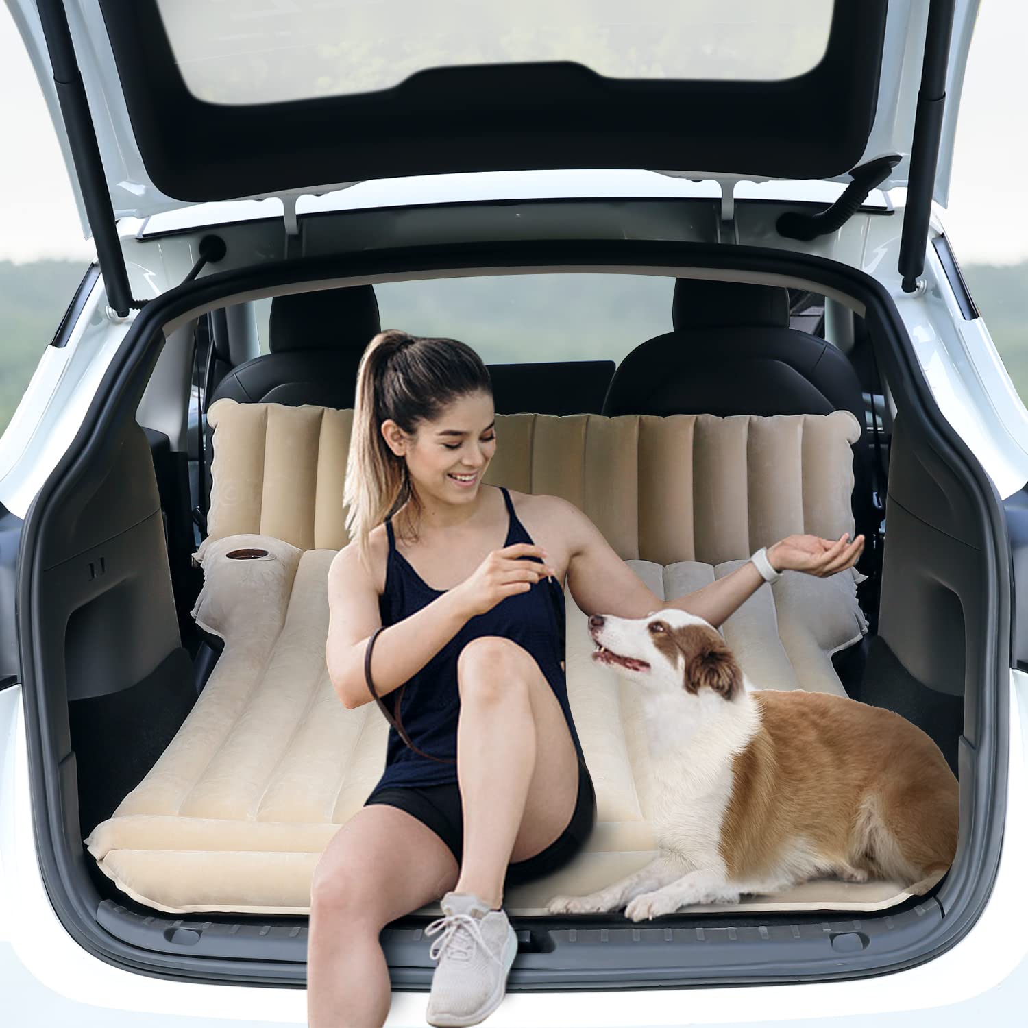 Colchón Hinchable para Coche con Bomba de Aire, Cama Inflable para Acampada y Viajes