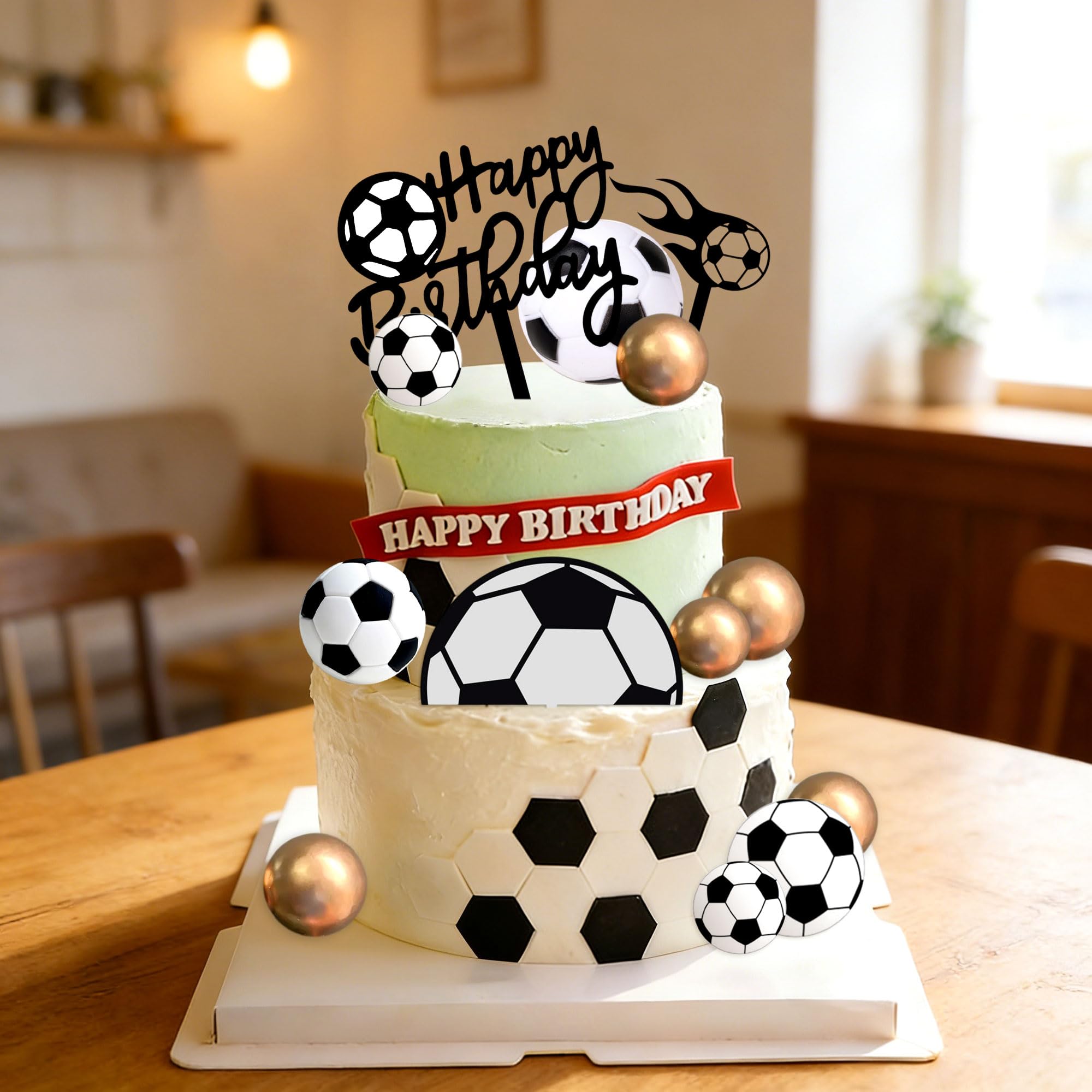 Soccer Cake Topper Soccer Ball Player Cake Decorations Football Birthday Cake Decoration for Men Soccer Sport Theme Birthday Party Supplies - Image 4