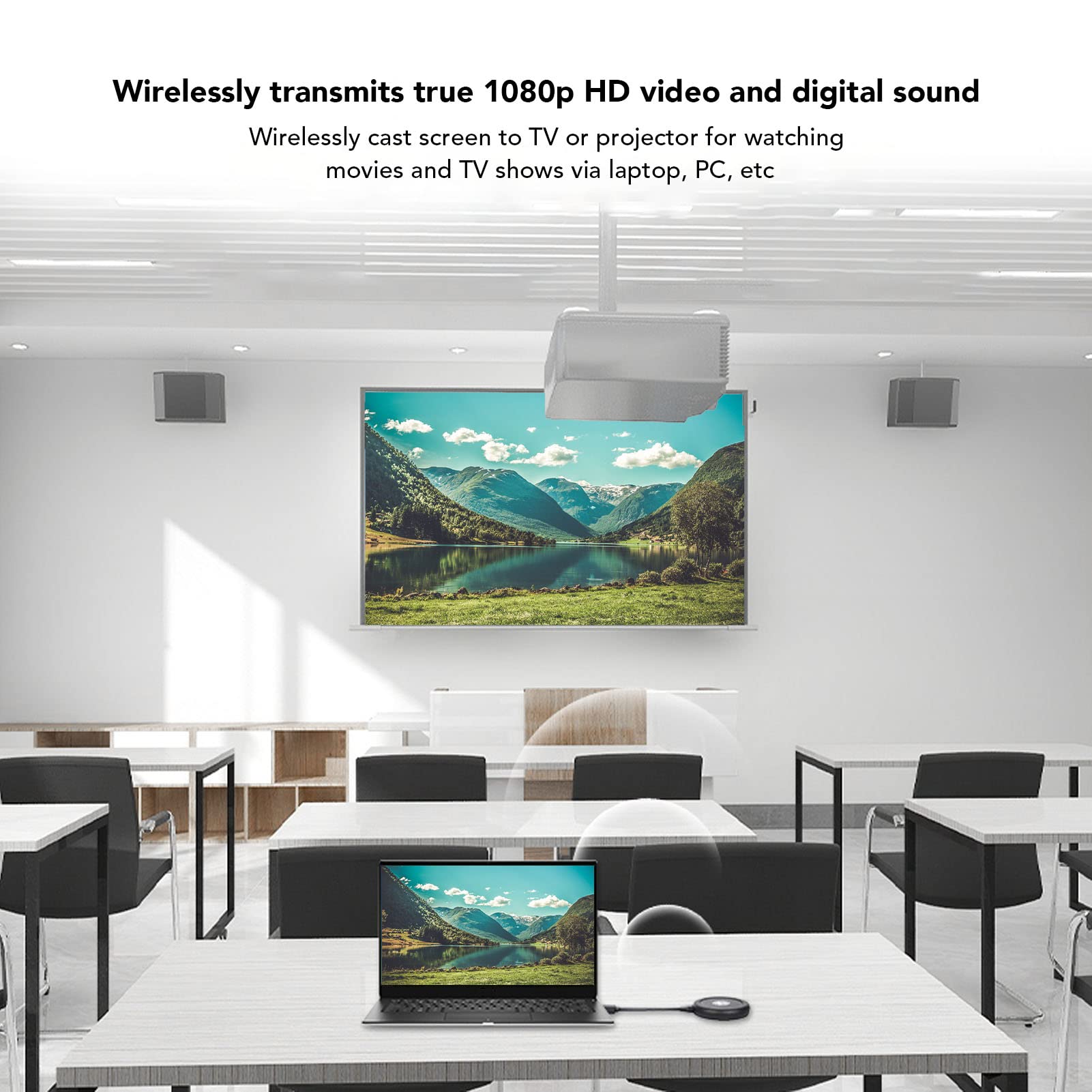 Bezprzewodowy Nadajnik i Odbiornik HDMI, 328FT Full HD 1080P Bezprzewodowy Sprzęt do Prezentacji Adapter HDMI do Laptopa PC Projektor Telewizyjny (Wtyczka UE)