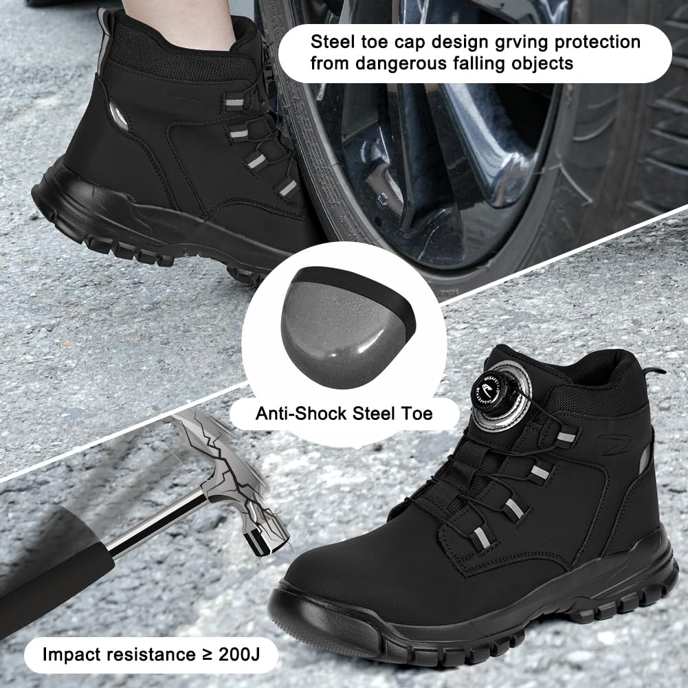 Chaussures de Sécurité Homme, Chaussures de Travail Embout Acier Montante, Bottes de Sécurité Antidérapant Respirant, Basket de Securite Légère Imperméables, Baskets Chantier Confortable