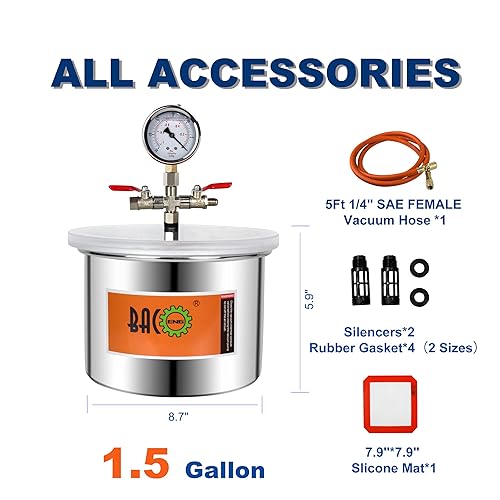 Miniatura 10 de BACOENG Kit de cámara de vacío de 2 cuartos con bomba de vacío de 3.6 CFM y 1 etapa HVAC