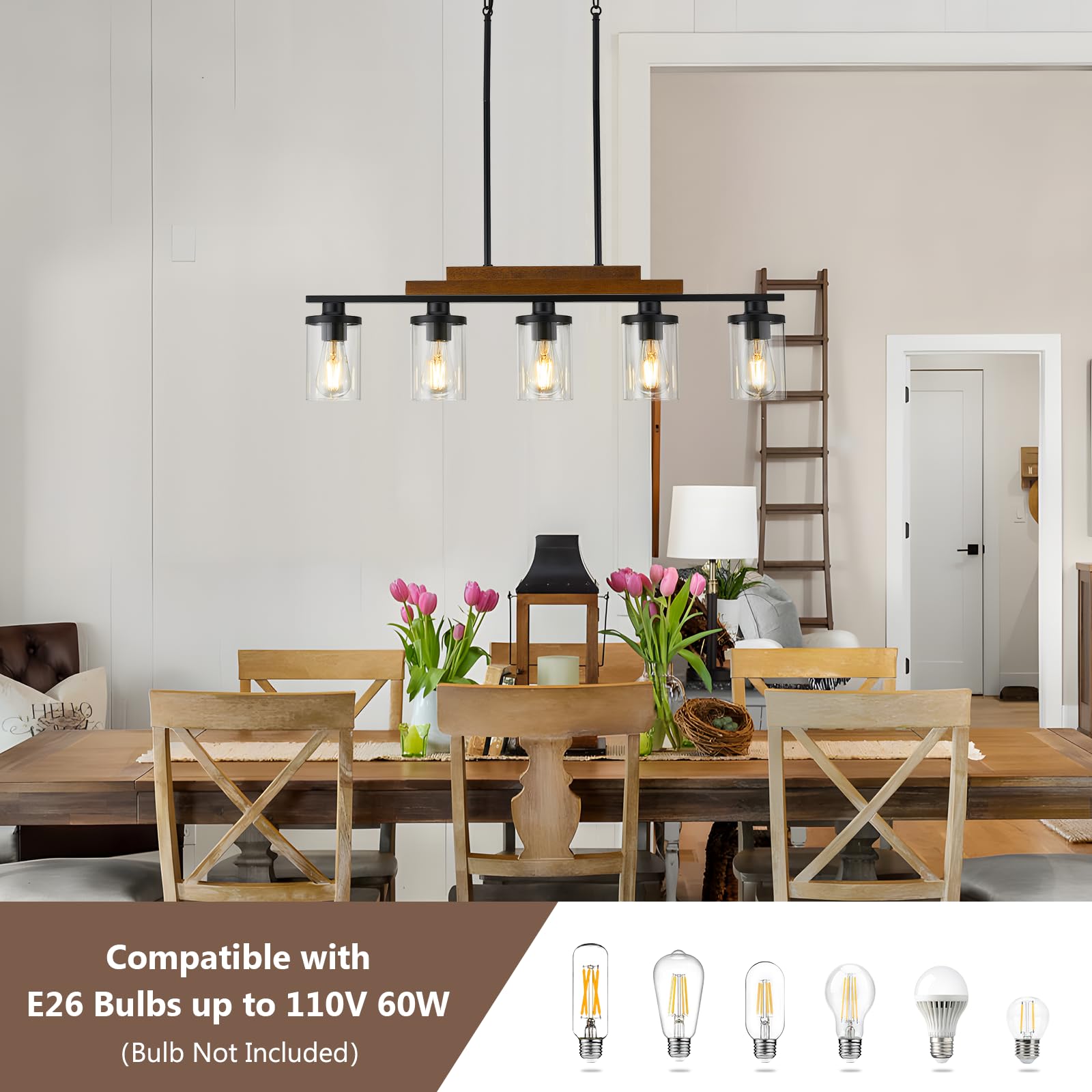 Snapklik.com : Dining Room Light Fixtures Over Table, Farmhouse 5-Light ...