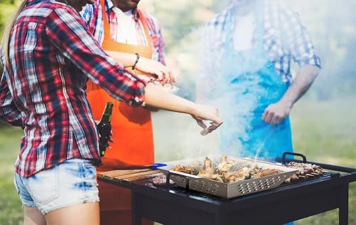 Miniatura 5 de Onlyfire - Cesta cuadrada de acero inoxidable resistente para asar verduras, carnes y mariscos, cesta para parrilla de verduras, accesorios para