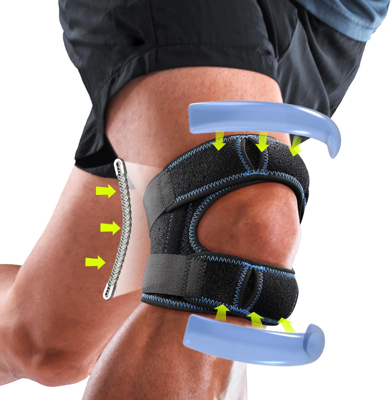 LETSHAKE Patellar Tendon Support Strap with Side Stabilizers & Patella Gel Pads, Knee Brace for Women Men Meniscus Tear, Knee Pain Relief, Arthritis Pain And Support, Double Patella Bands (Large)