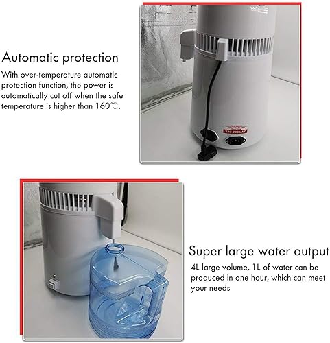 Miniatura 6 de Purificador de agua de 1.1 galón4 l puro destilador de agua de acero inoxidable Destilación interior de agua purificador de agua filtro Destilador
