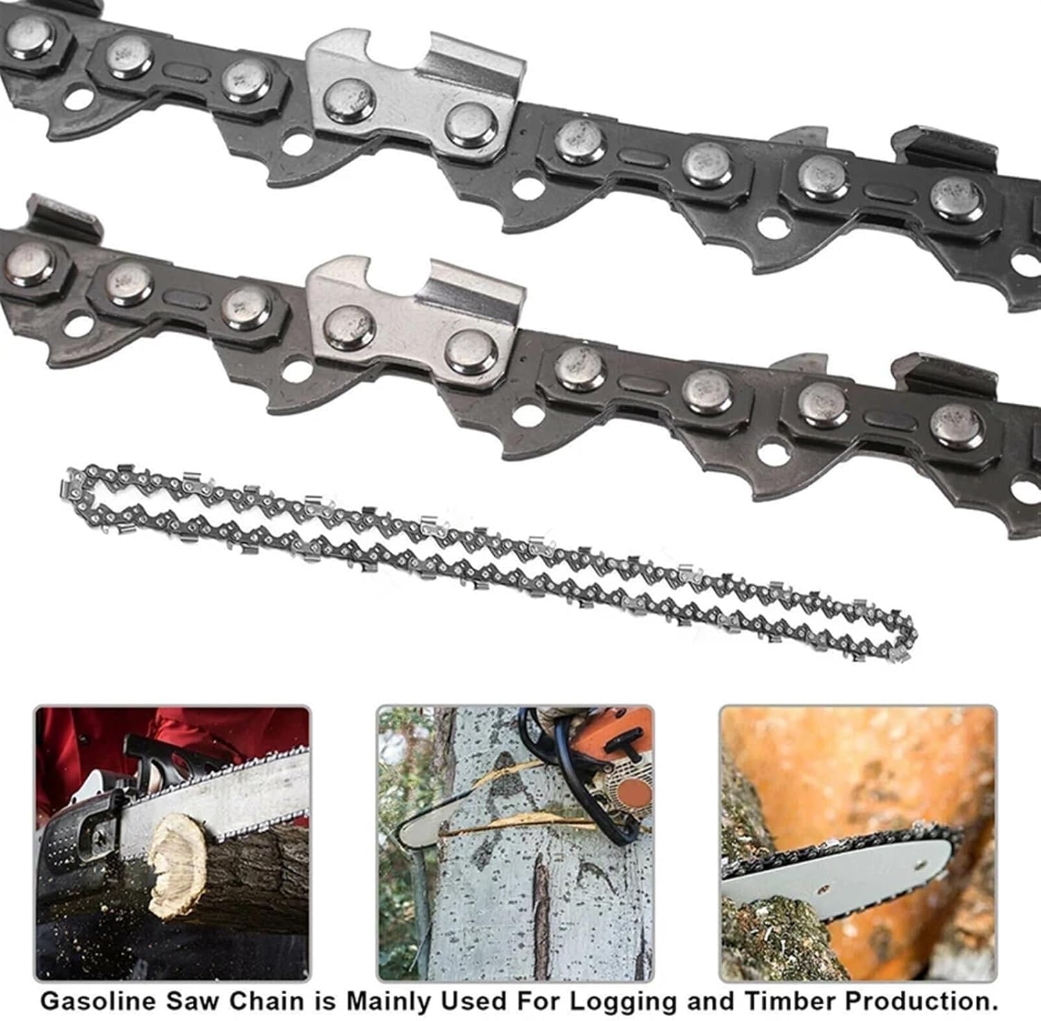 Cadena de motosierra, 1 cadena acero inoxidable 14 pulgadas 52 DL 3/8 LP calibre 0,050 semi cincel for registro (cadena 6)(6x Chain)