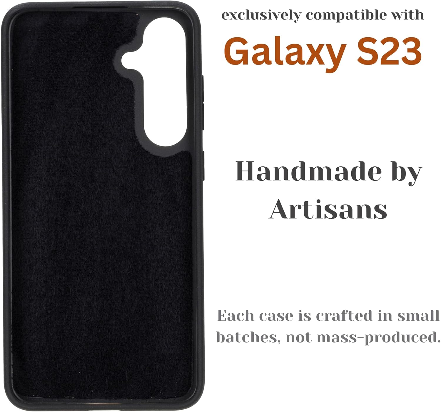 BLACKBROOK Premium Leather Snap-On case for Samsung Galaxy S23 - York Natural Leather Case - Elegant, Slim and Soft Snap-on Cover Case (Pebble Black, Samsung S23)