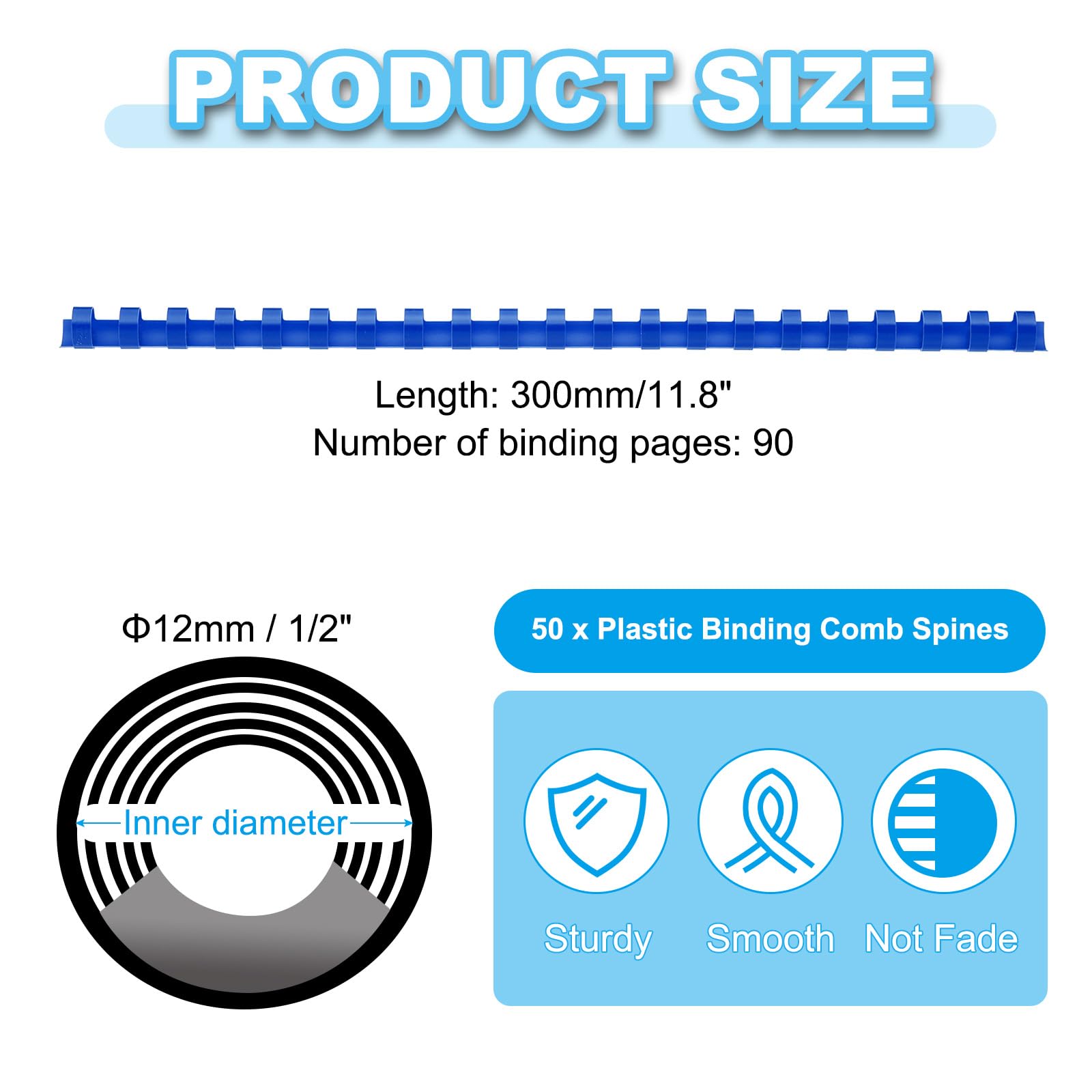PATIKIL 12mm (1/2") Plastic Binding Combs - Image 2