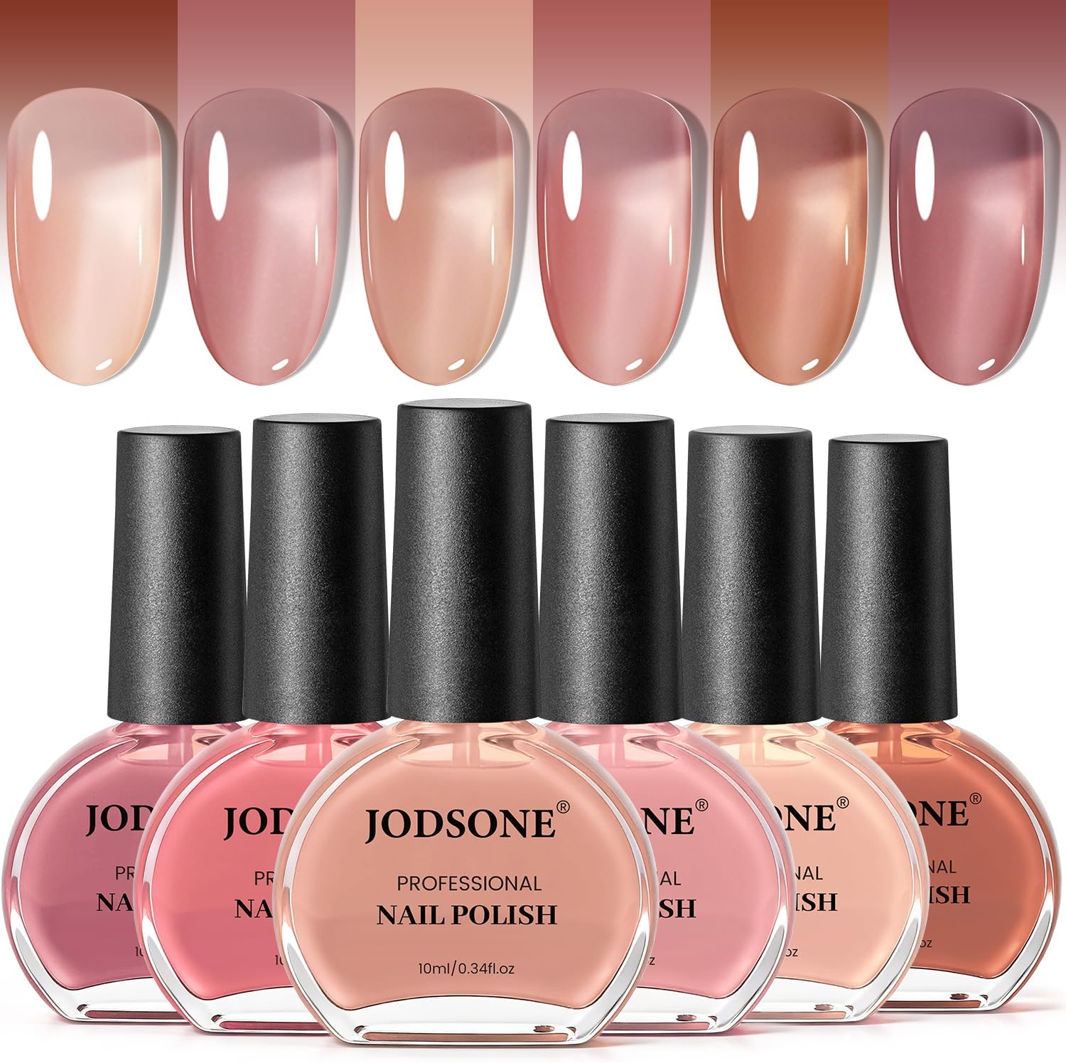 JODSONE Zestaw lakierów do paznokci Jelly w 6 kolorach, bez chipów, trwały, szybkoschnący, na powietrzu, profesjonalny manicure, szybkoschnący zestaw lakierów do paznokci do manicure DIY