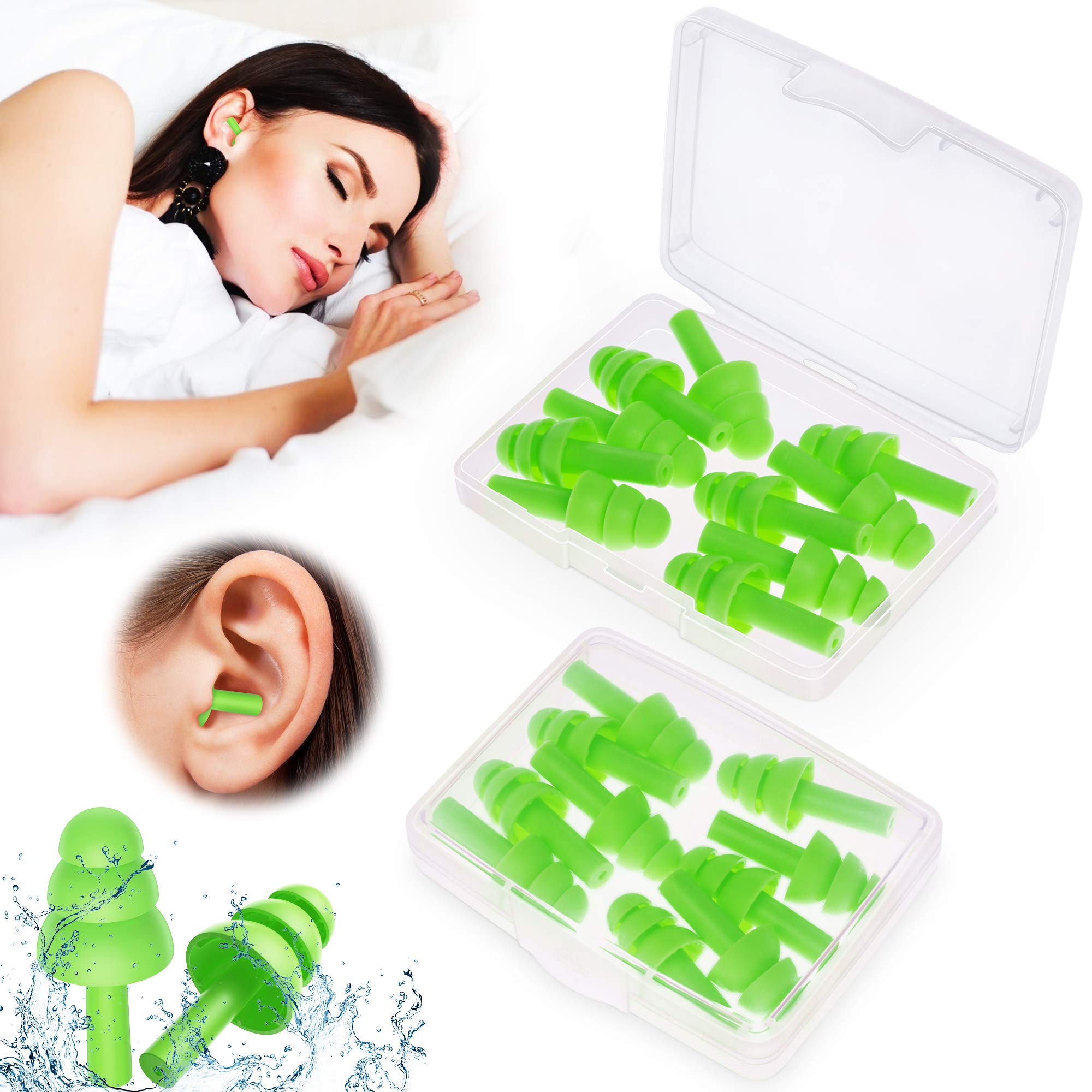 reusable silicone ear plugs, chooby 10 pair waterproof noise reduction earplugs for sleeping, swimming, snoring, shooting range, motorcycles, work, snr 32db sound blocking earplugs for adults & kids