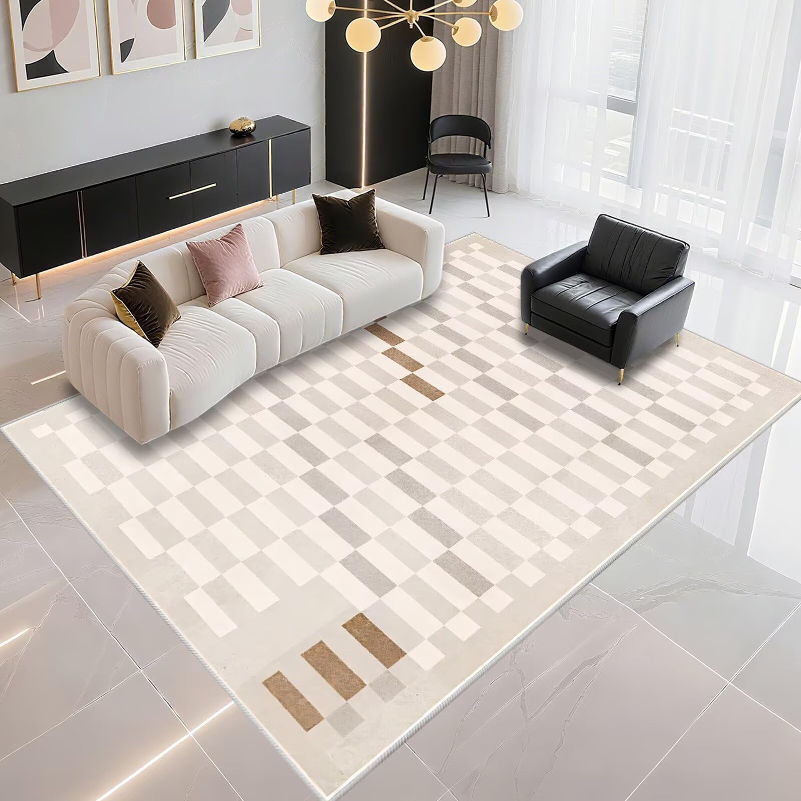 Tapis stain resistant gris clair 150x200cm idéal pour couloir et entrée