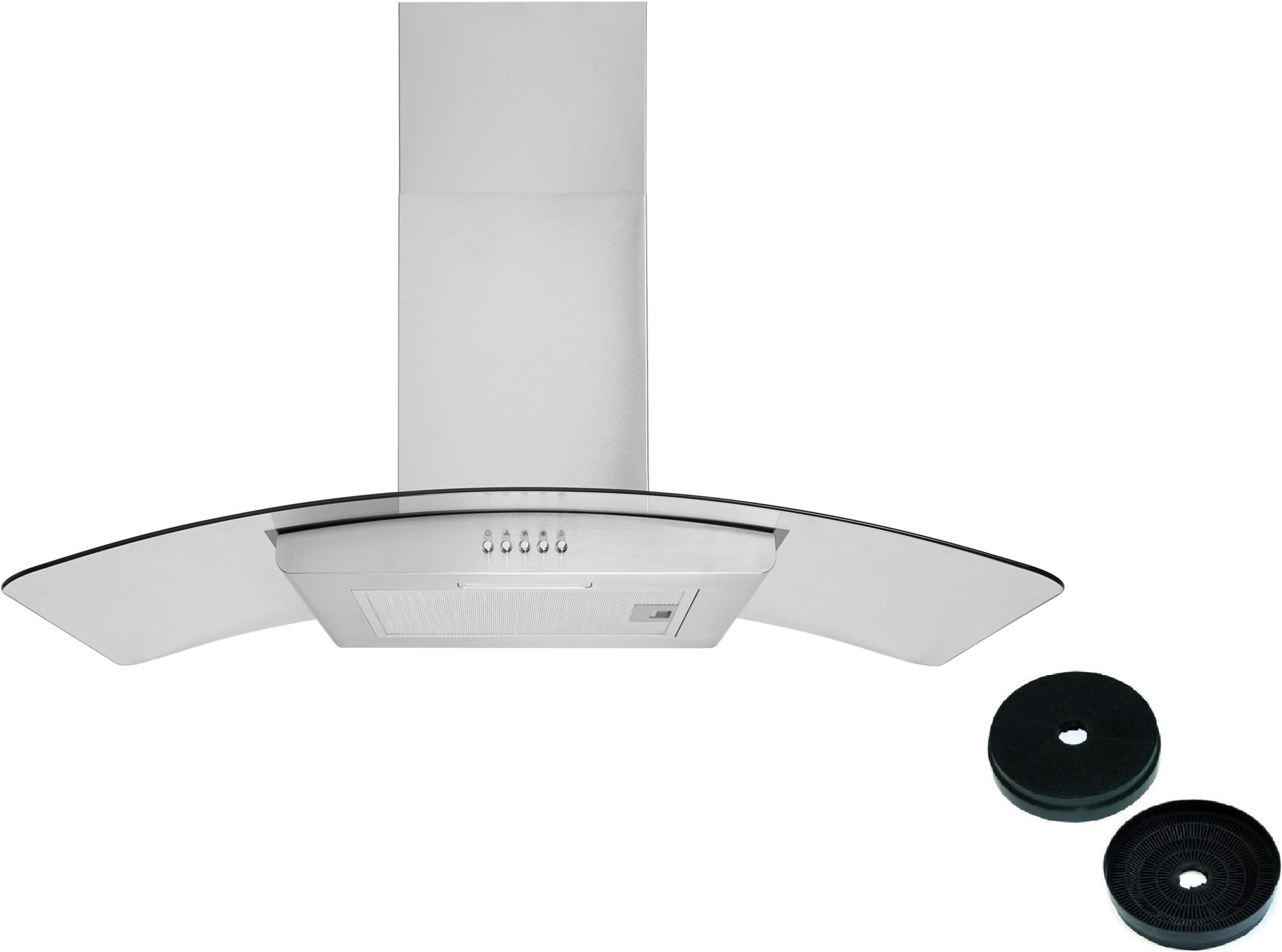Cookology GHC901SS 90cm Curved Glass Cooker Hood Kitchen Extractor fan stainless steel with Filters