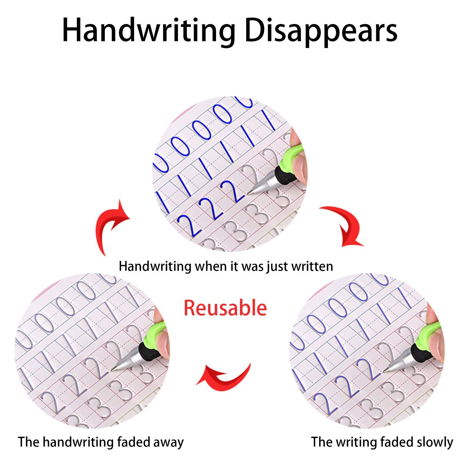 SIWUCHYE Magic Practice Copybook for Kids,4Pcs Handwriting English Study Workbook,Reusable Children's Calligraphy Letter Tracing Mathematical Drawing Set,Calligraphy Paper to Teach Kids How to Writing 3