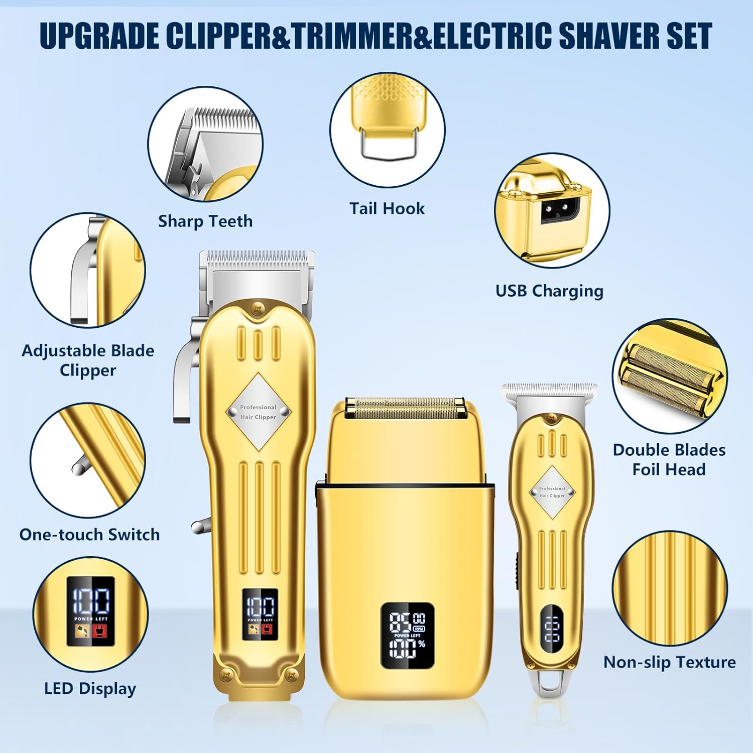 SUNNOW Hair Clippers Professional Cordless for Men, Beard Trimmer Hair Trimmer Electric Foil Shavers Razor Kit, Rechargeable Hair Cut Machines Men's Beard Grooming Kit for Home, Barber