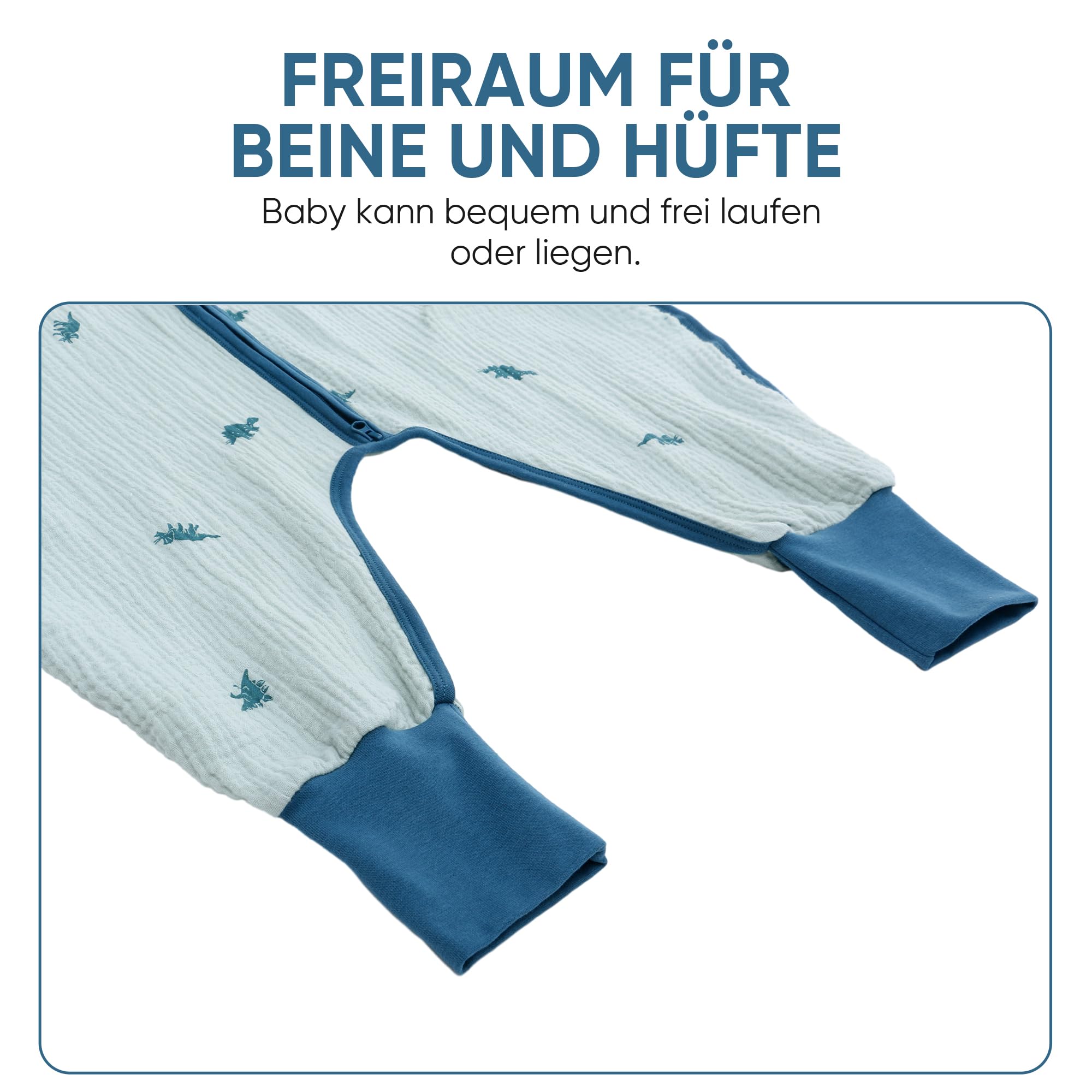 2er Pack Baby Schlafsack Sommer mit Füßen 0.5 Tog Sommerschlafsack 100% Baumwolle Musselin Atmungsaktiv für Jungen und Mädchen